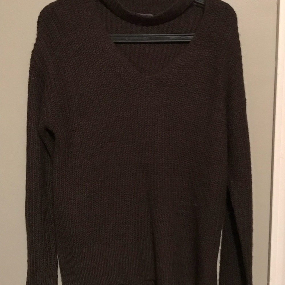 Chocolate Choker-Neck Sweater